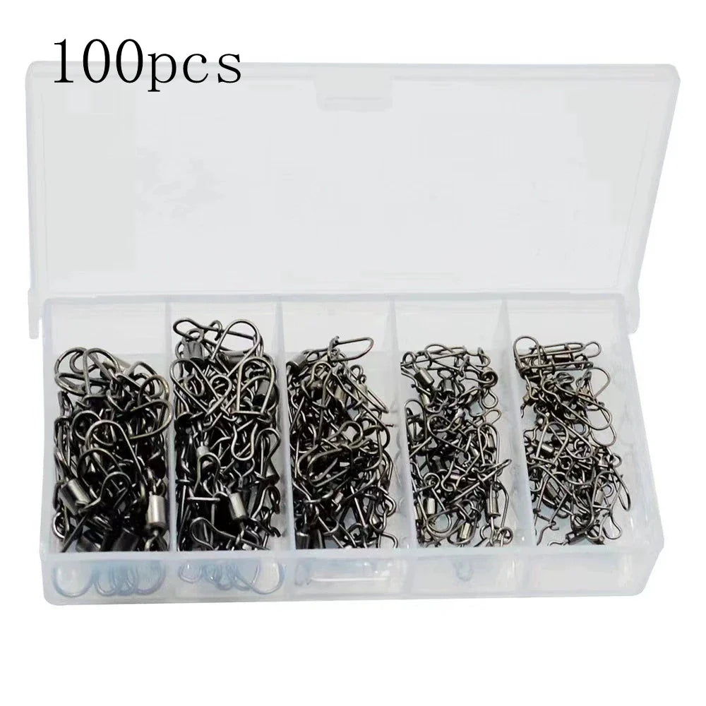 50-Pack Stainless Steel Rolling Swivels with Snap