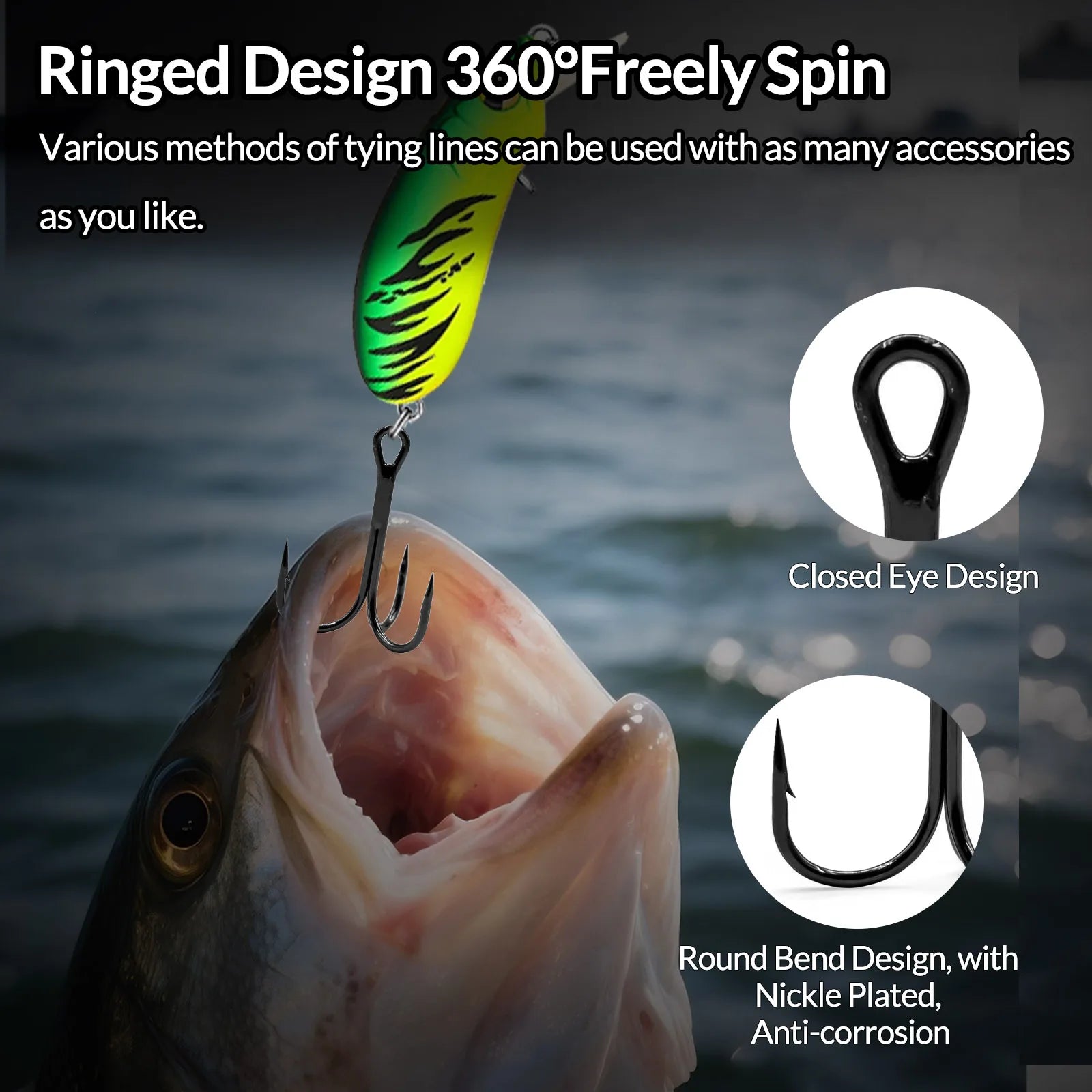 9KM Treble Hooks High Carbon Steel