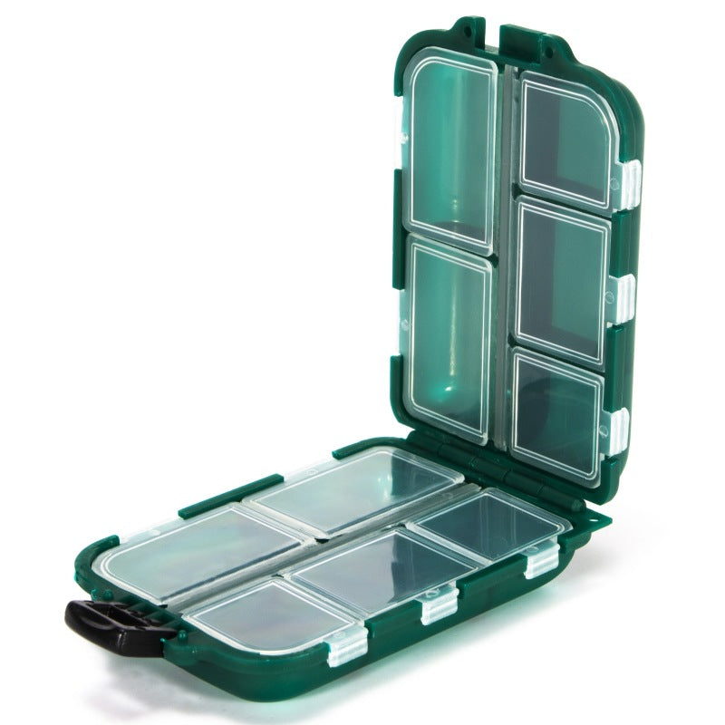 Waterproof Fishing Lure & Tackle Box – Green & Black | Compact PVC | Buckle Lock