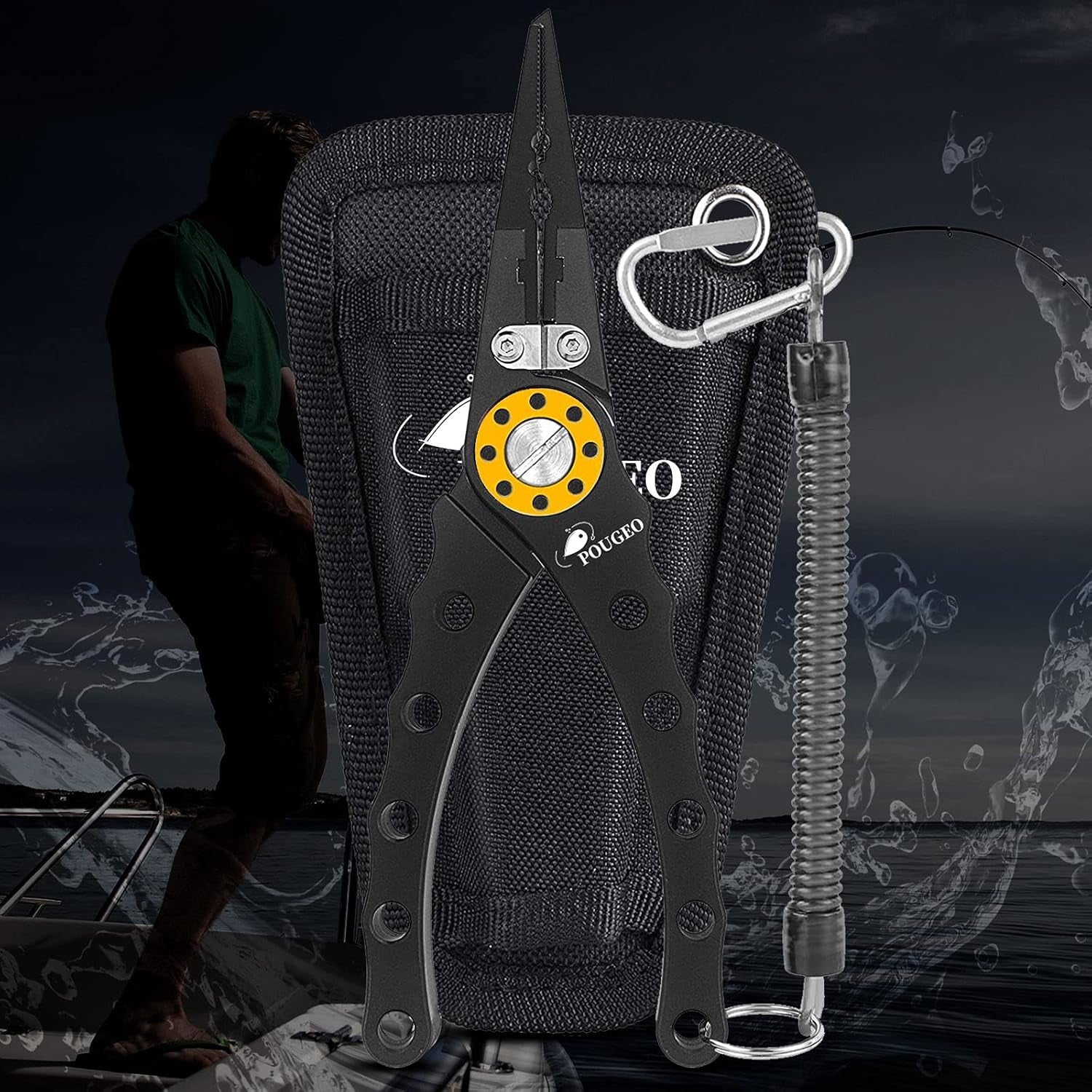 Fishing Pliers, Aluminum Saltwater Fishing Pliers Fish Hook Remover, Split Ring Pliers Fishing Pliers with Sheath and Lanyard Fish Pliers - Fishing Pliers & Tools Fly Fishing Gifts for Men