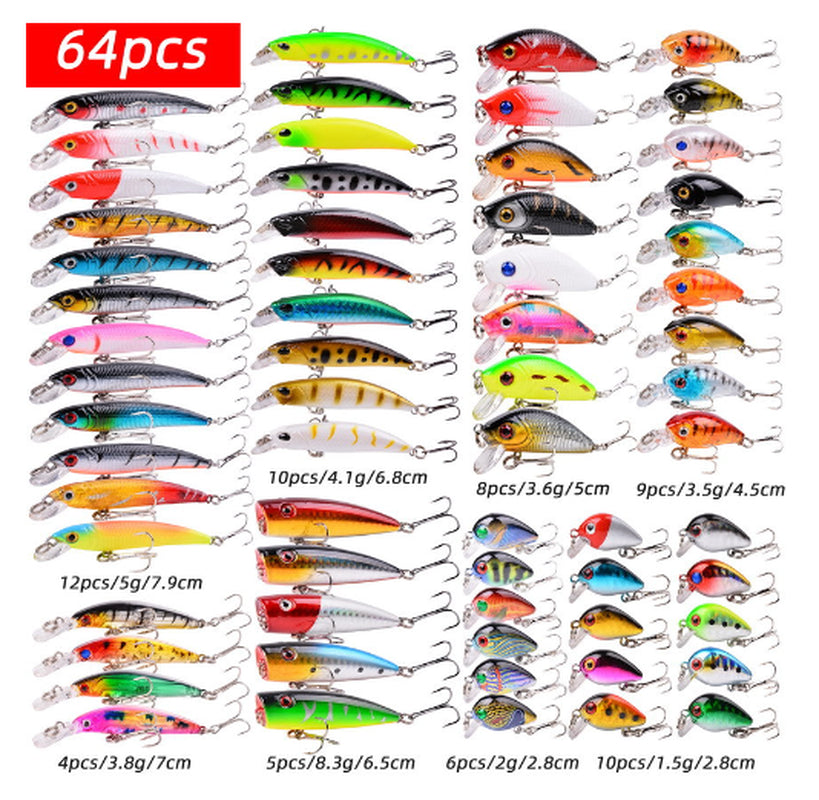 43-Piece Suit Portable Fishing Gear Set Plastic Bait
