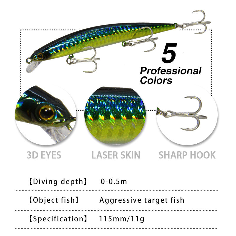 Topwater Bass Fishing Lure – Hard Bait with Treble Hook