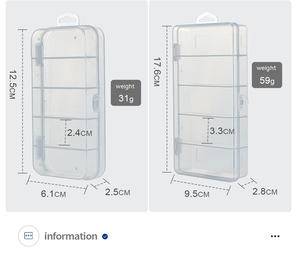 Transparent Fishing Tackle Storage Box – Multi-Grid Organizer | Multiple Sizes