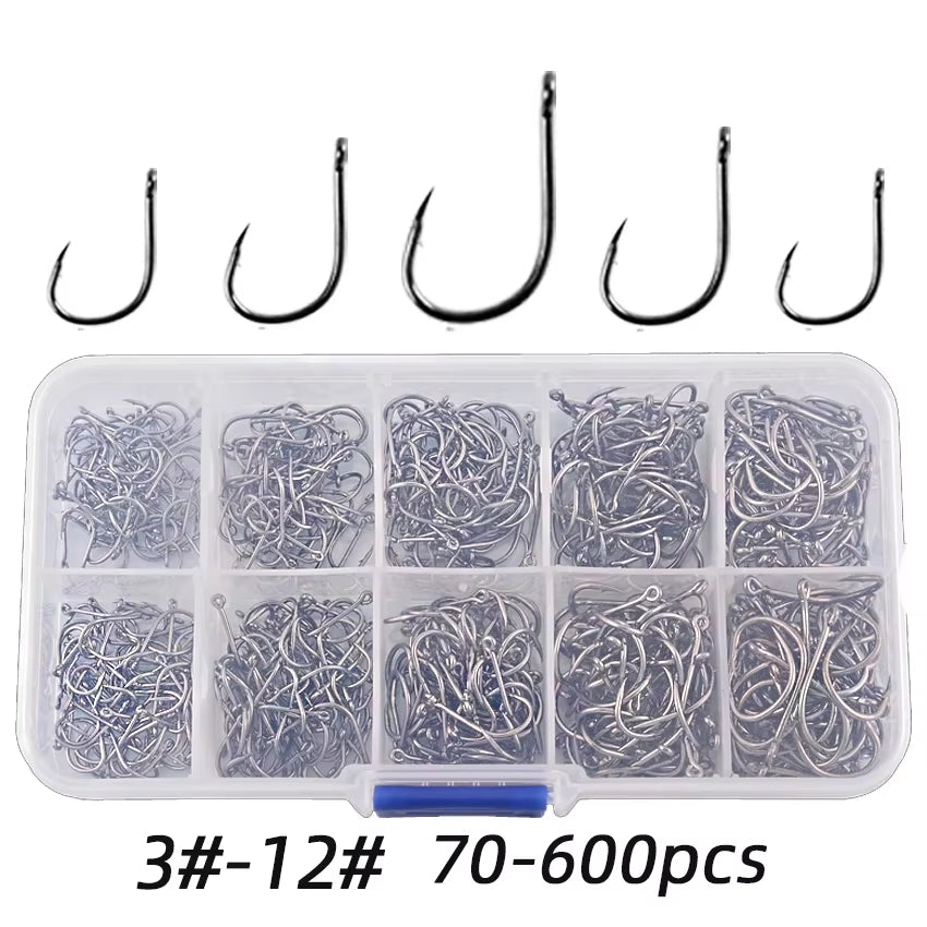 Fishing Hooks Set High Carbon Steel Barbed Fishhooks for Saltwater Freshwater Fishing Gear Fishing Accessories