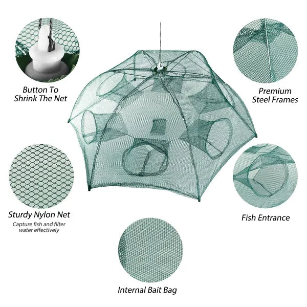 Portable Folding Fishing Trap Net – Auto-Open | Shrimp, Minnow & Crab