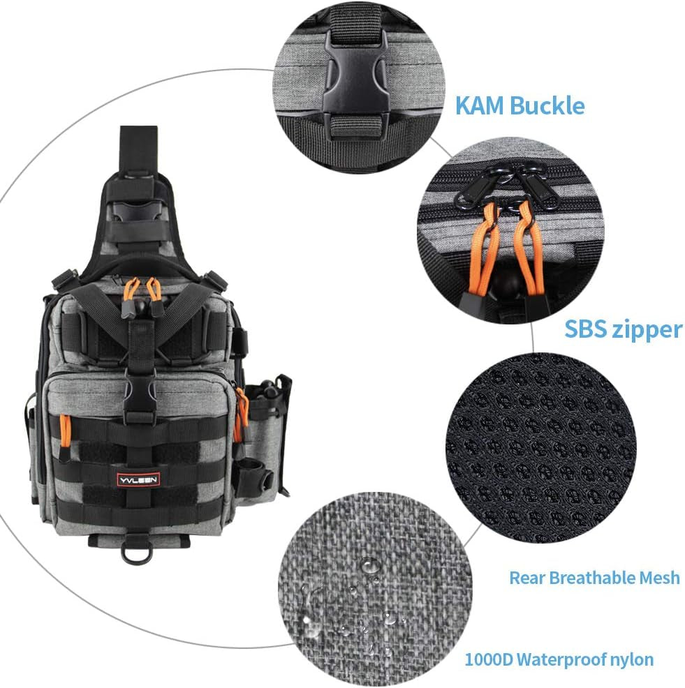 Fishing Tackle Backpack Storage Bag，Water-Resistant Fishing Backpack with Rod Holder，Fishing Gear Bag Gift for Men