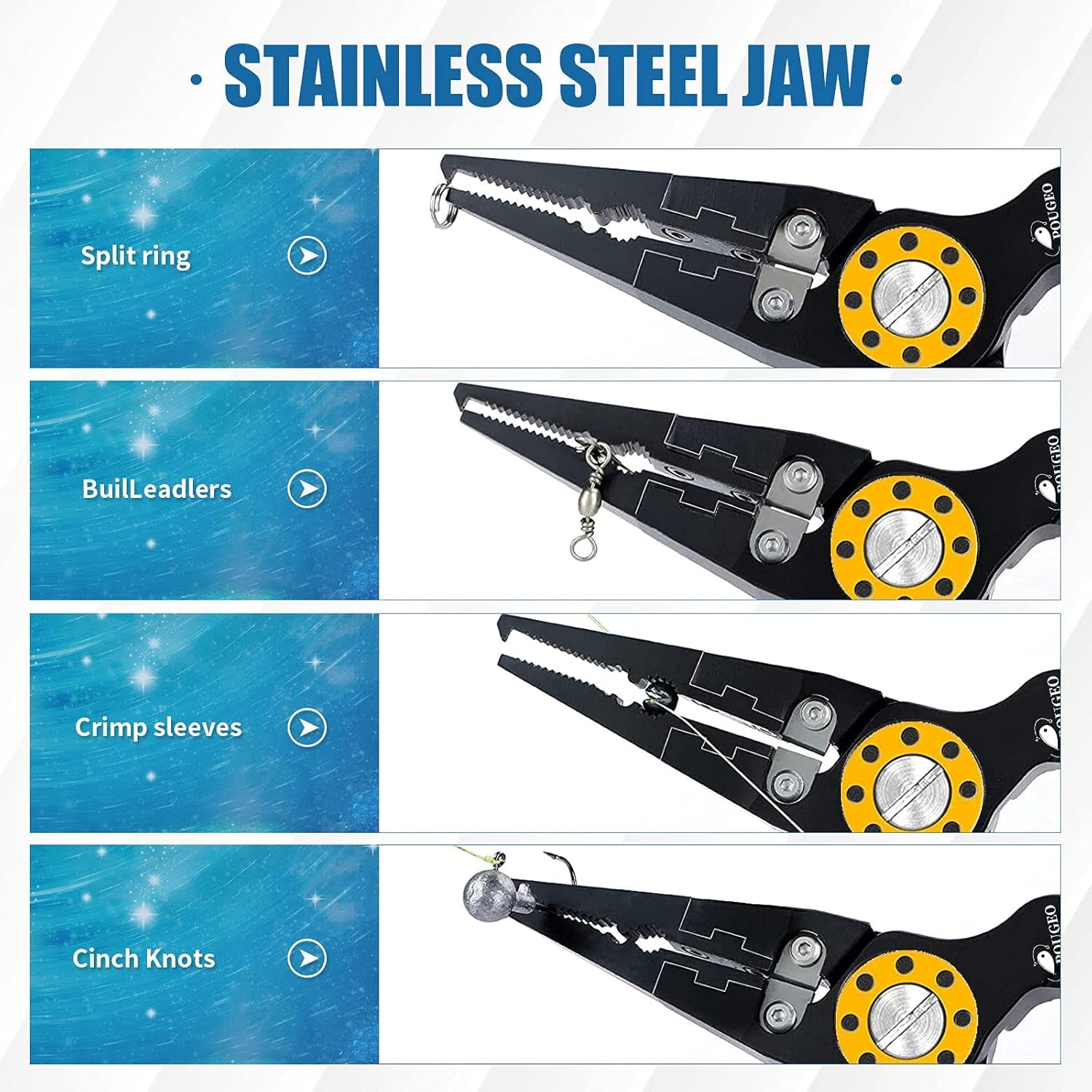 Fishing Pliers, Aluminum Saltwater Fishing Pliers Fish Hook Remover, Split Ring Pliers Fishing Pliers with Sheath and Lanyard Fish Pliers - Fishing Pliers & Tools Fly Fishing Gifts for Men