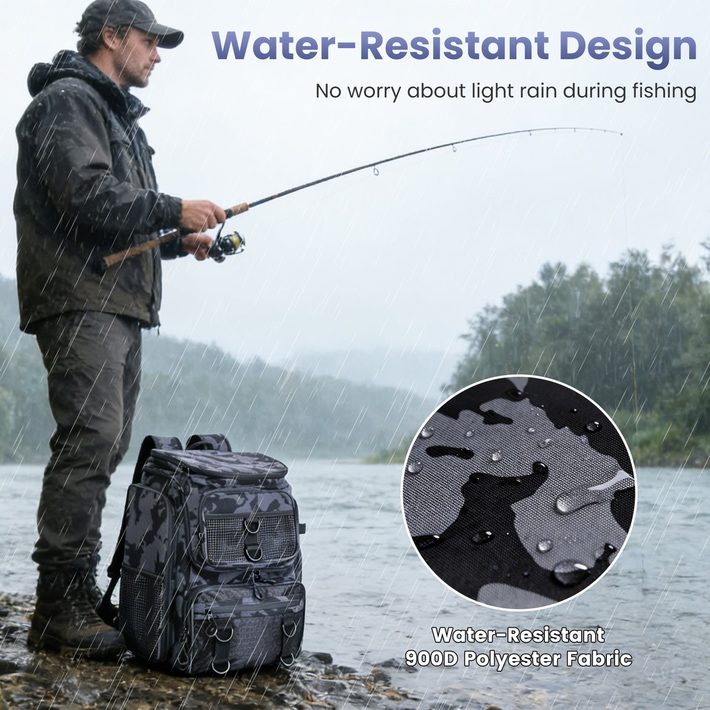 42L Waterproof Fishing Backpack with Rod Holders