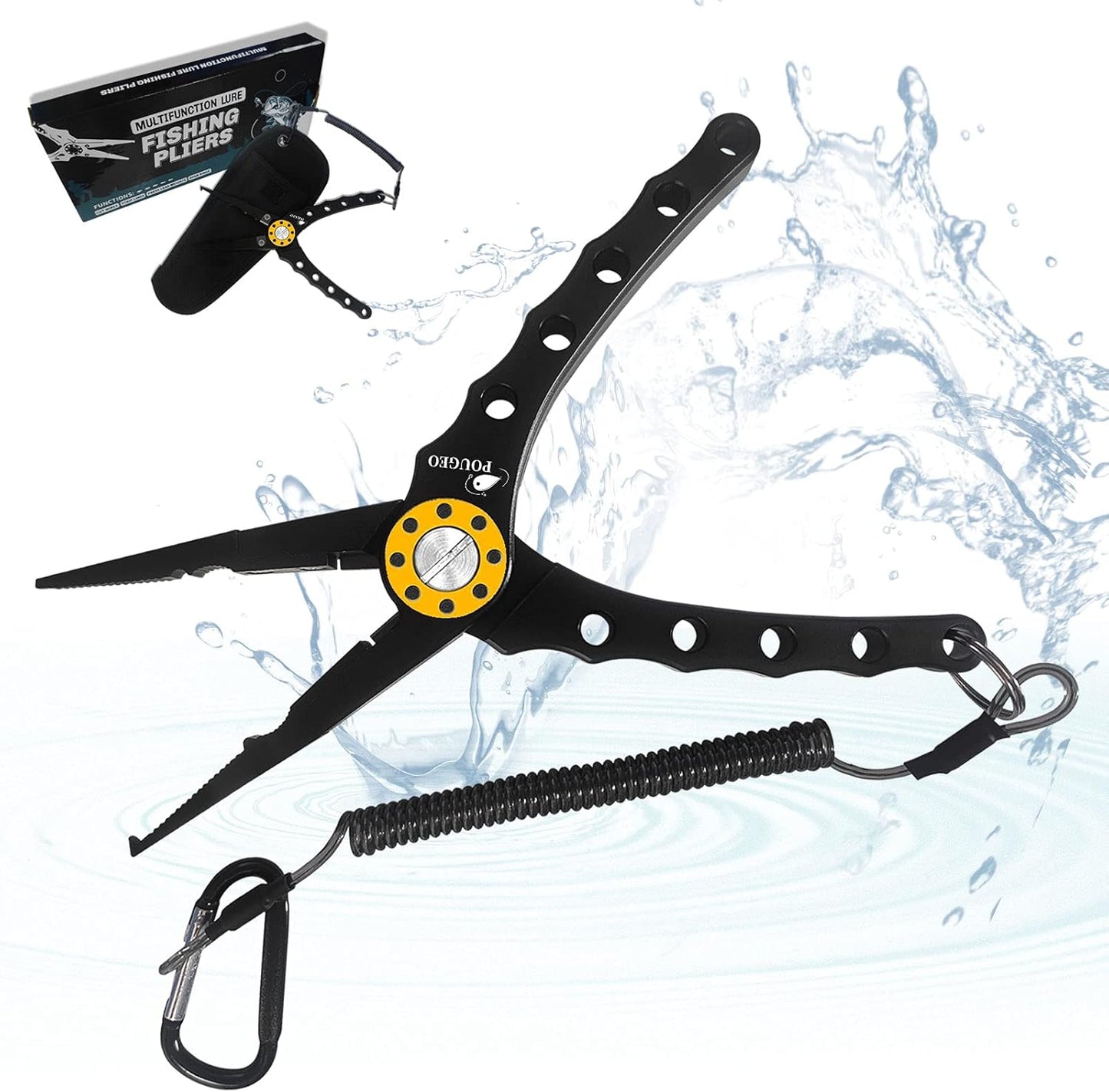 Fishing Pliers, Aluminum Saltwater Fishing Pliers Fish Hook Remover, Split Ring Pliers Fishing Pliers with Sheath and Lanyard Fish Pliers - Fishing Pliers & Tools Fly Fishing Gifts for Men