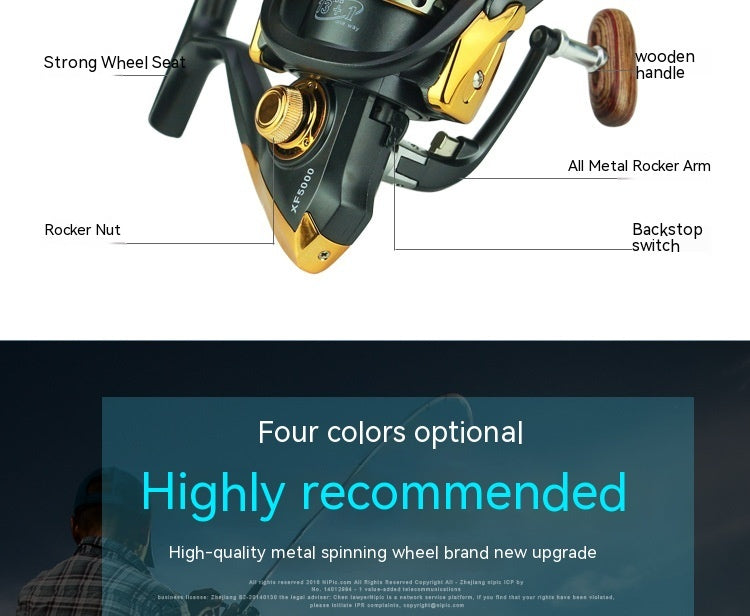 XF Series Metal Spinning Reel – 1000-7000 Size for Telescopic Rods