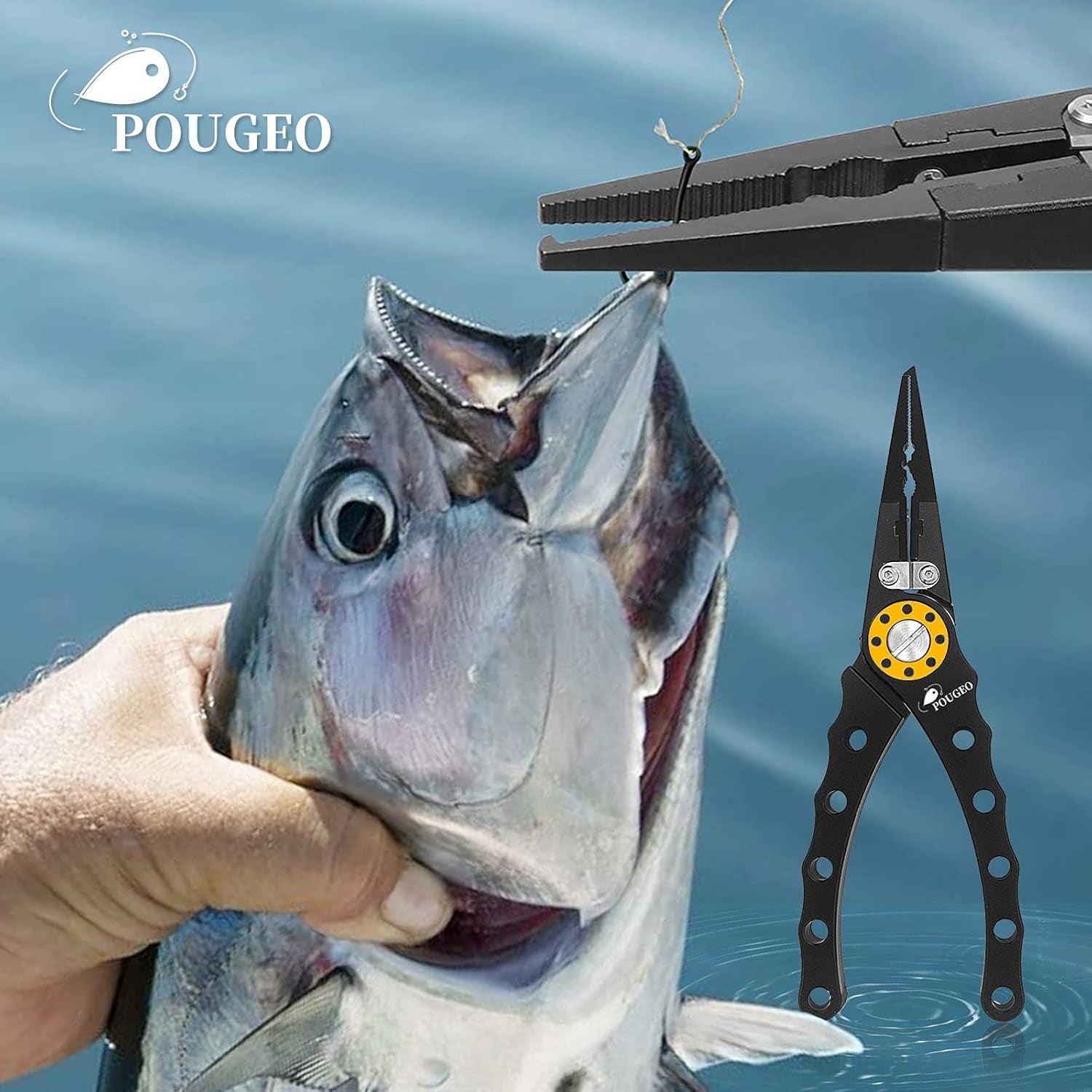 Fishing Pliers, Aluminum Saltwater Fishing Pliers Fish Hook Remover, Split Ring Pliers Fishing Pliers with Sheath and Lanyard Fish Pliers - Fishing Pliers & Tools Fly Fishing Gifts for Men