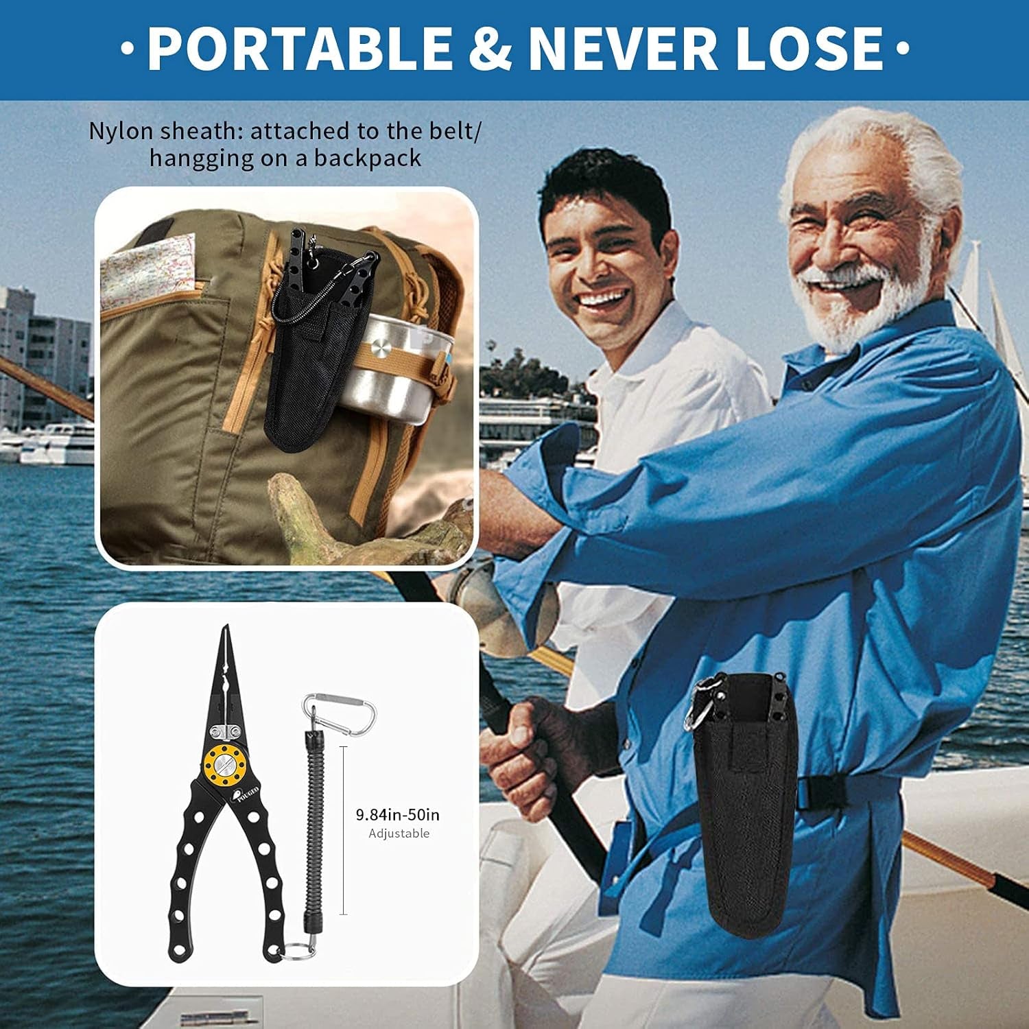 Fishing Pliers, Aluminum Saltwater Fishing Pliers Fish Hook Remover, Split Ring Pliers Fishing Pliers with Sheath and Lanyard Fish Pliers - Fishing Pliers & Tools Fly Fishing Gifts for Men