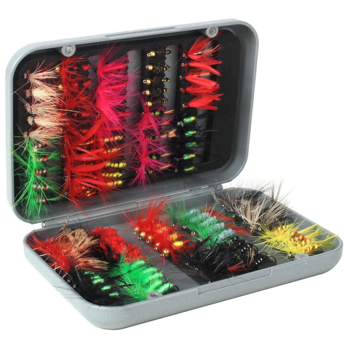 100-Piece Fly Fishing Bait Set – Bionic Insect Lures with Feather Hooks