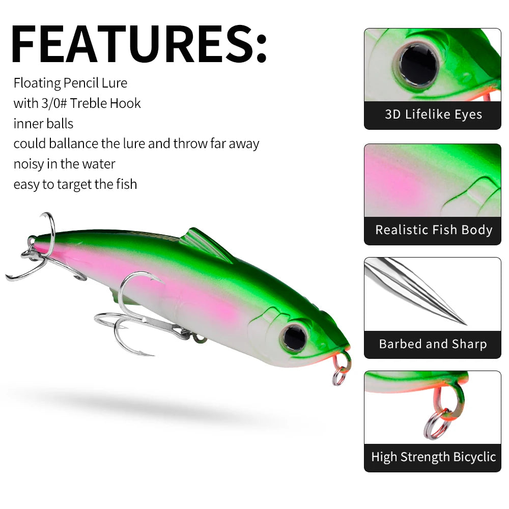 Foam Pencil Float Fishing Bait – Topwater Hard Bait | Bass, Lake & Sea Fishing