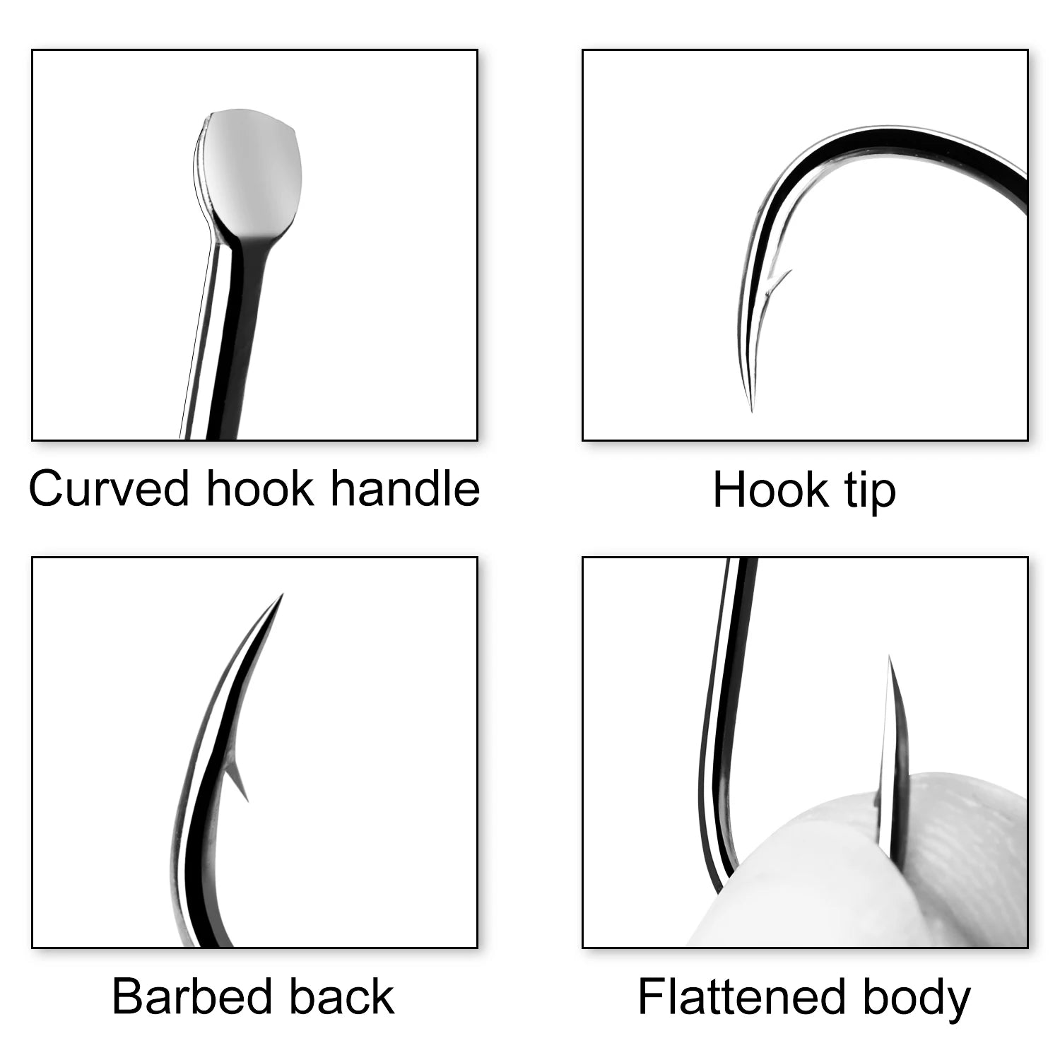12-Pack High Carbon Steel Fishing Hooks – Sizes 8/9/12