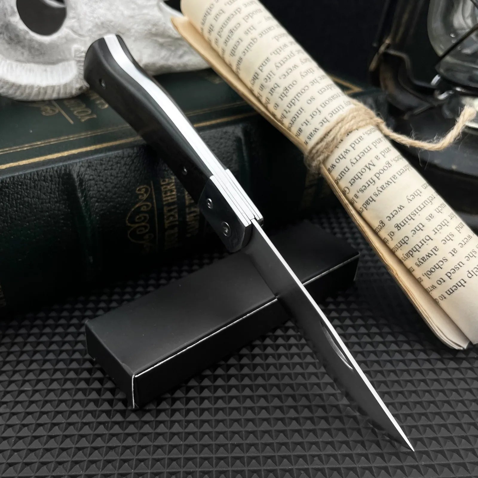 Compact Ebony Wood Folding Knife