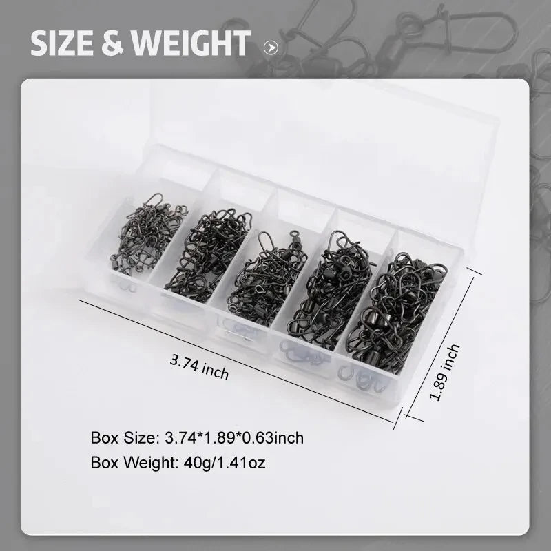 50-Pack Stainless Steel Rolling Swivels with Snap