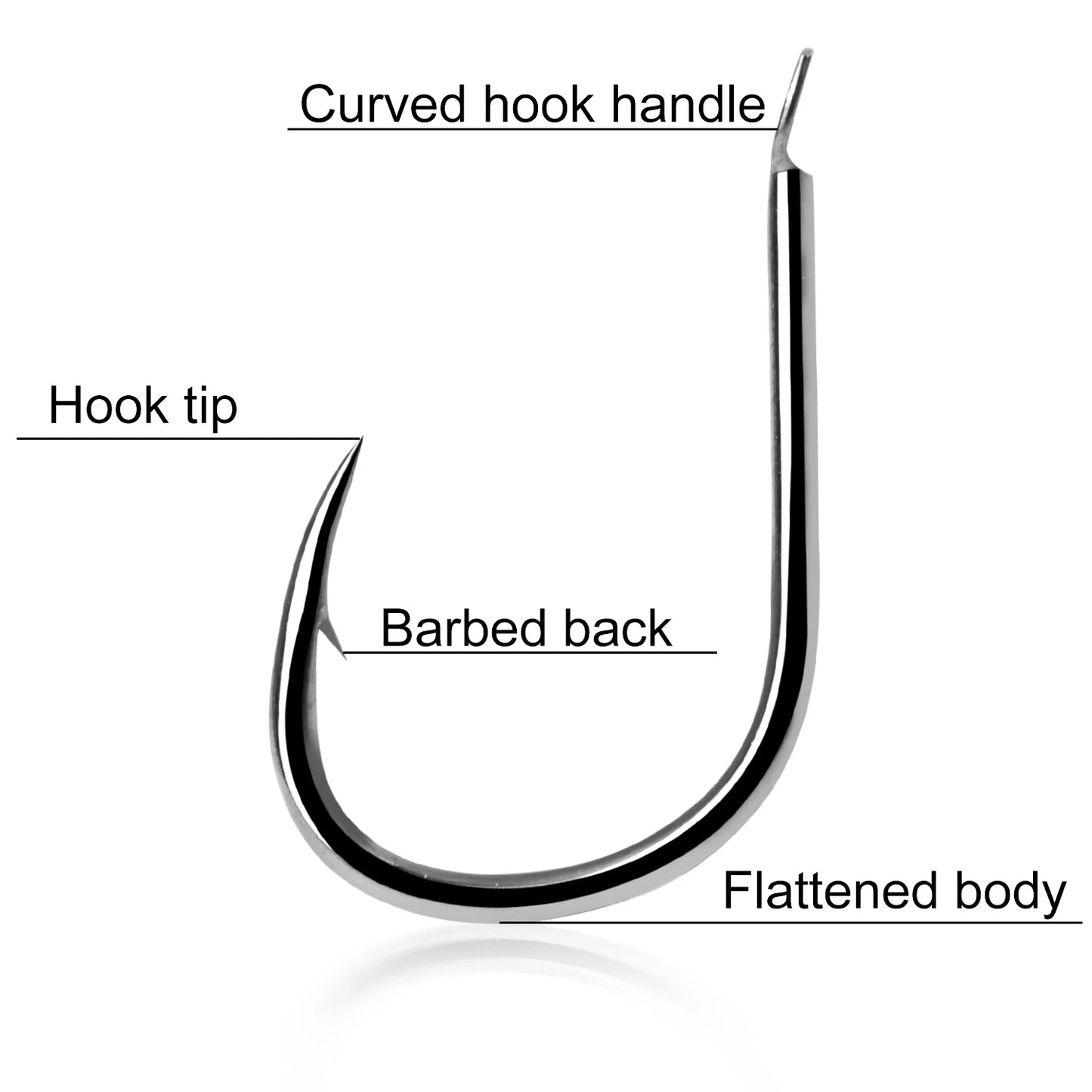 12-Pack High Carbon Steel Fishing Hooks – Sizes 8/9/12