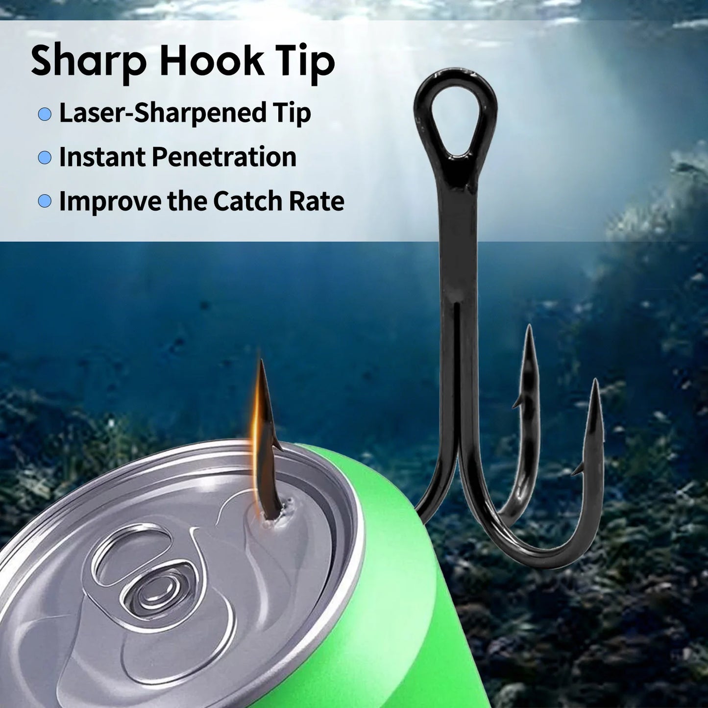 9KM Treble Hooks – High Carbon Steel | Sizes 16 to 4/0 | 25 or 50-Pack