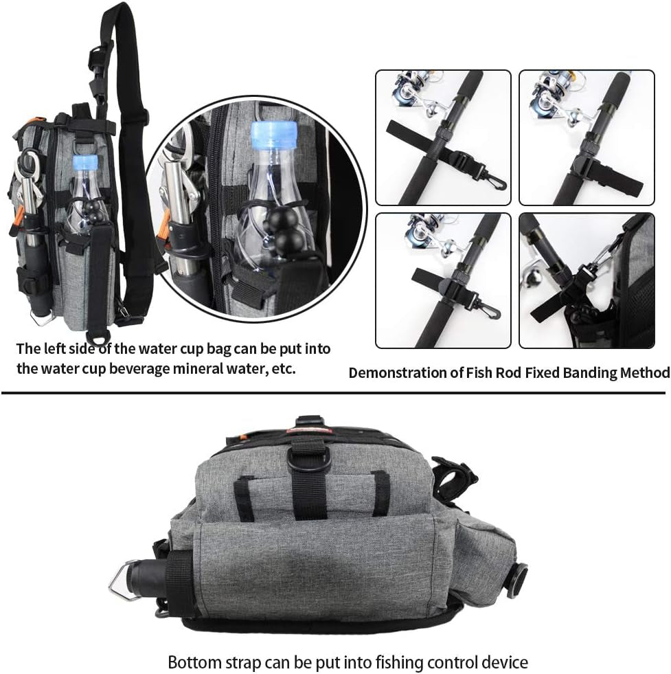 Fishing Tackle Backpack Storage Bag，Water-Resistant Fishing Backpack with Rod Holder，Fishing Gear Bag Gift for Men
