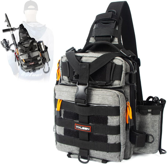 Fishing Tackle Backpack Storage Bag，Water-Resistant Fishing Backpack with Rod Holder，Fishing Gear Bag Gift for Men