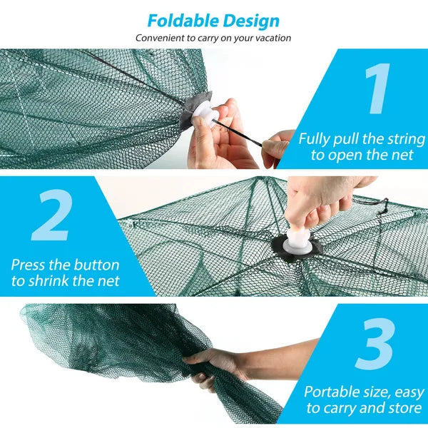 Portable Folding Fishing Trap Net – Auto-Open | Shrimp, Minnow & Crab