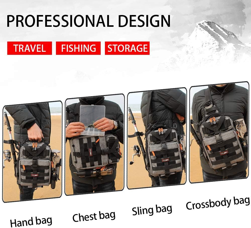 Fishing Tackle Backpack Storage Bag，Water-Resistant Fishing Backpack with Rod Holder，Fishing Gear Bag Gift for Men
