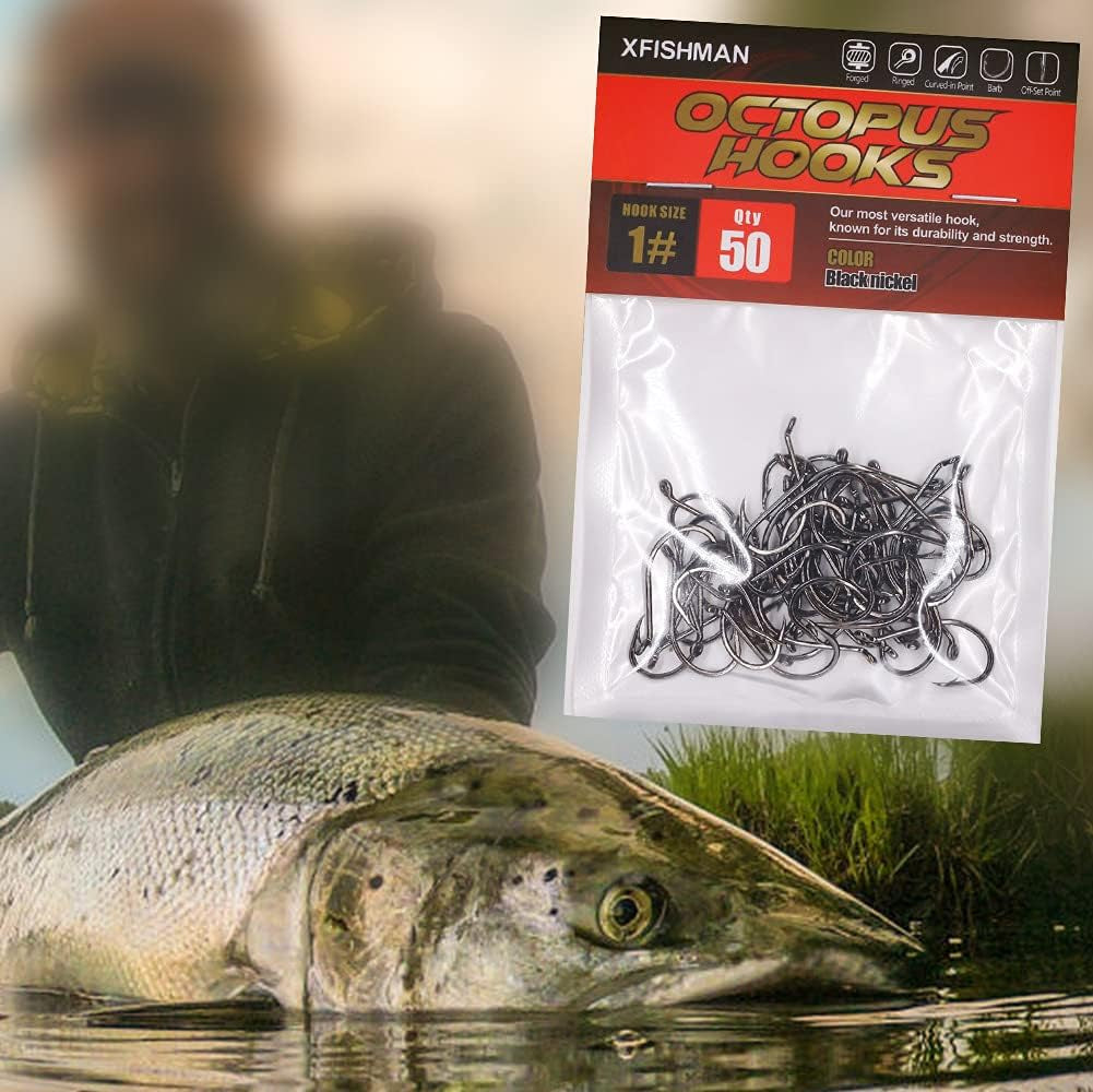 Octopus-Hook-Fishing-Beak-Circle-Hooks-Freshwater-Red-Black-100-50 Pack
