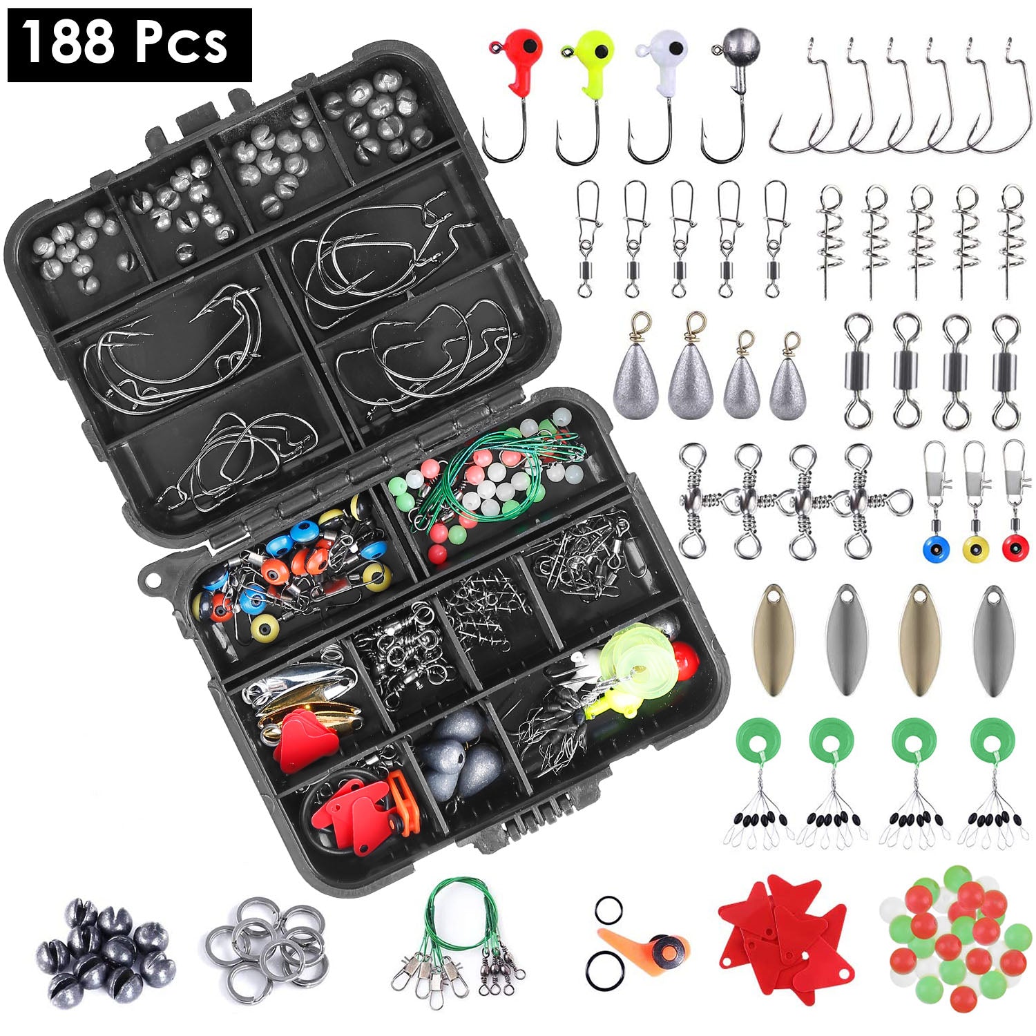 188-Piece Complete Fishing Tackle Kit with Box
