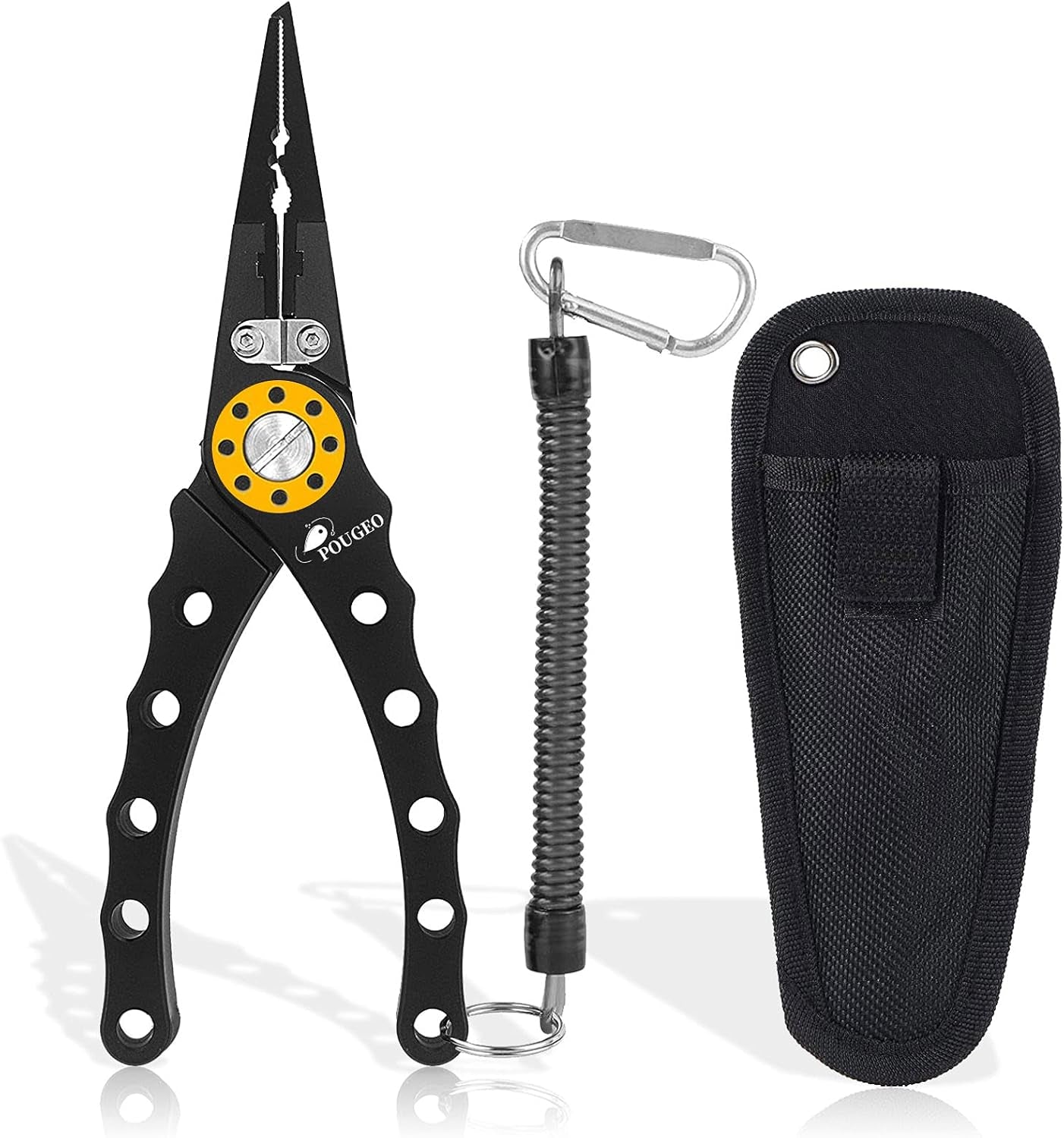 Fishing Pliers, Aluminum Saltwater Fishing Pliers Fish Hook Remover, Split Ring Pliers Fishing Pliers with Sheath and Lanyard Fish Pliers - Fishing Pliers & Tools Fly Fishing Gifts for Men