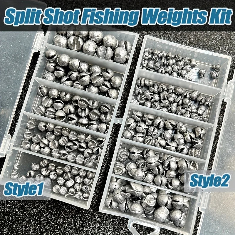60/120Pcs Fishing Weights Kit,Premium Split Shot Sinkers with 5 Versatile Sizes, round Removable Design, Perfect for Freshwater