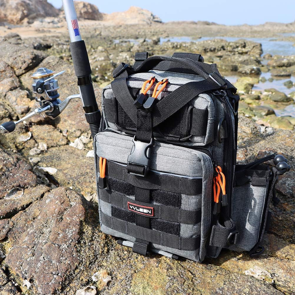 Fishing Tackle Backpack Storage Bag，Water-Resistant Fishing Backpack with Rod Holder，Fishing Gear Bag Gift for Men
